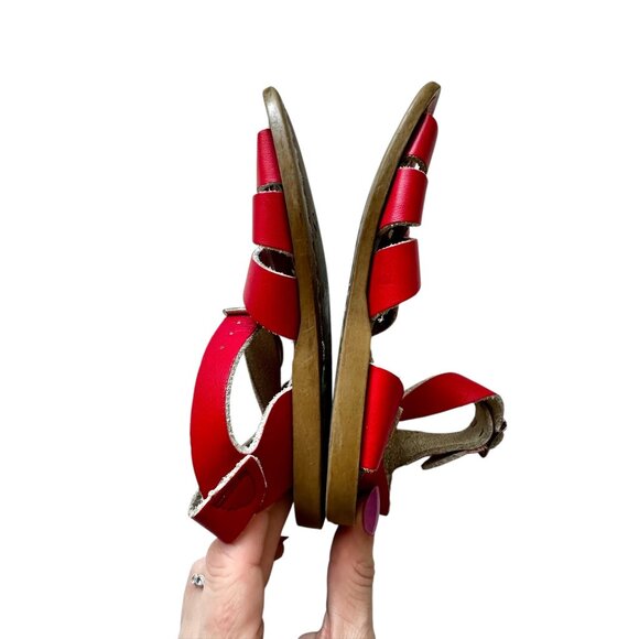 Toddler Salt Water Original Red Leather Sandals Waterproof Classic Strappy Size - Picture 5 of 7